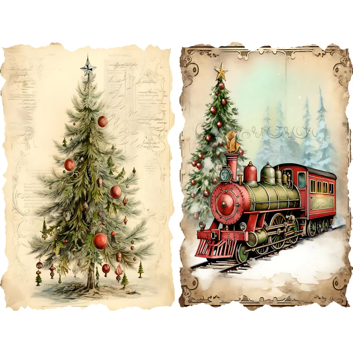 Carta di Riso Vintage per Natale, 20 x 26,5 cm (6 Fogli) – 6 Fogli per Decoupage per Collage, Media Mista, Creazione di Biglietti e Artigianato, Decoupage di Craft Kreatively