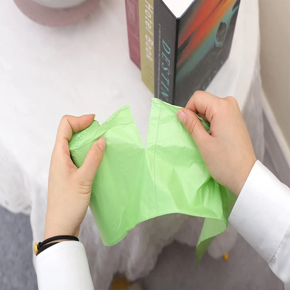 Sacchetti per pattumiera da 3-5L, 120 pezzi Sacchetti per rifiuti alimentari piccoli biodegradabili per casa, ufficio, giardino, bagno, cestino WC (Verde, 35 CM X 40 CM)