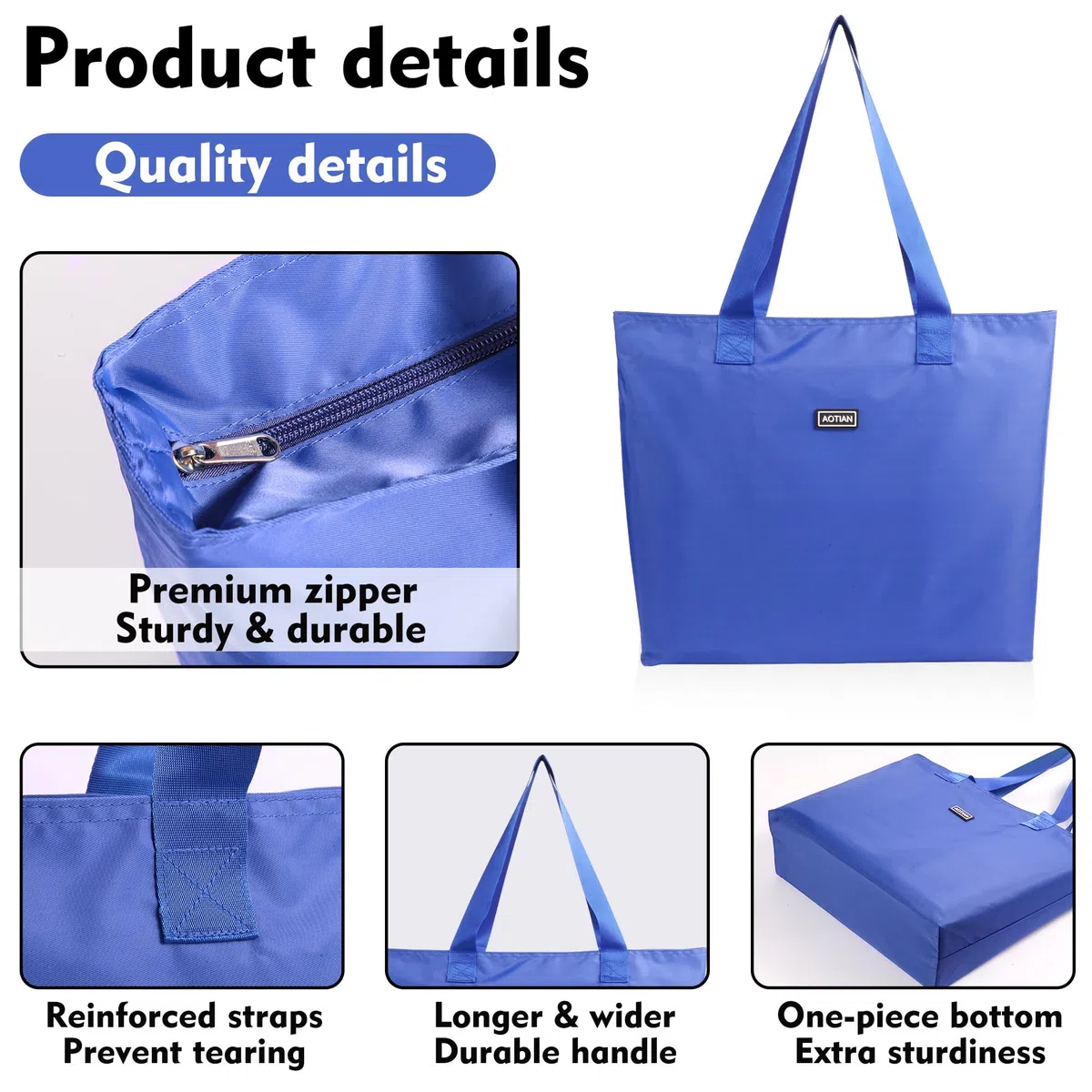 AOTIAN Borsa della Spesa Riutilizzabile Portatile Leggero Borse a Mano Pieghevole Grande Shopping Tote Bag, Borse a Tracolla, Tasche Fitness, Borse da Spiaggia o Viaggio