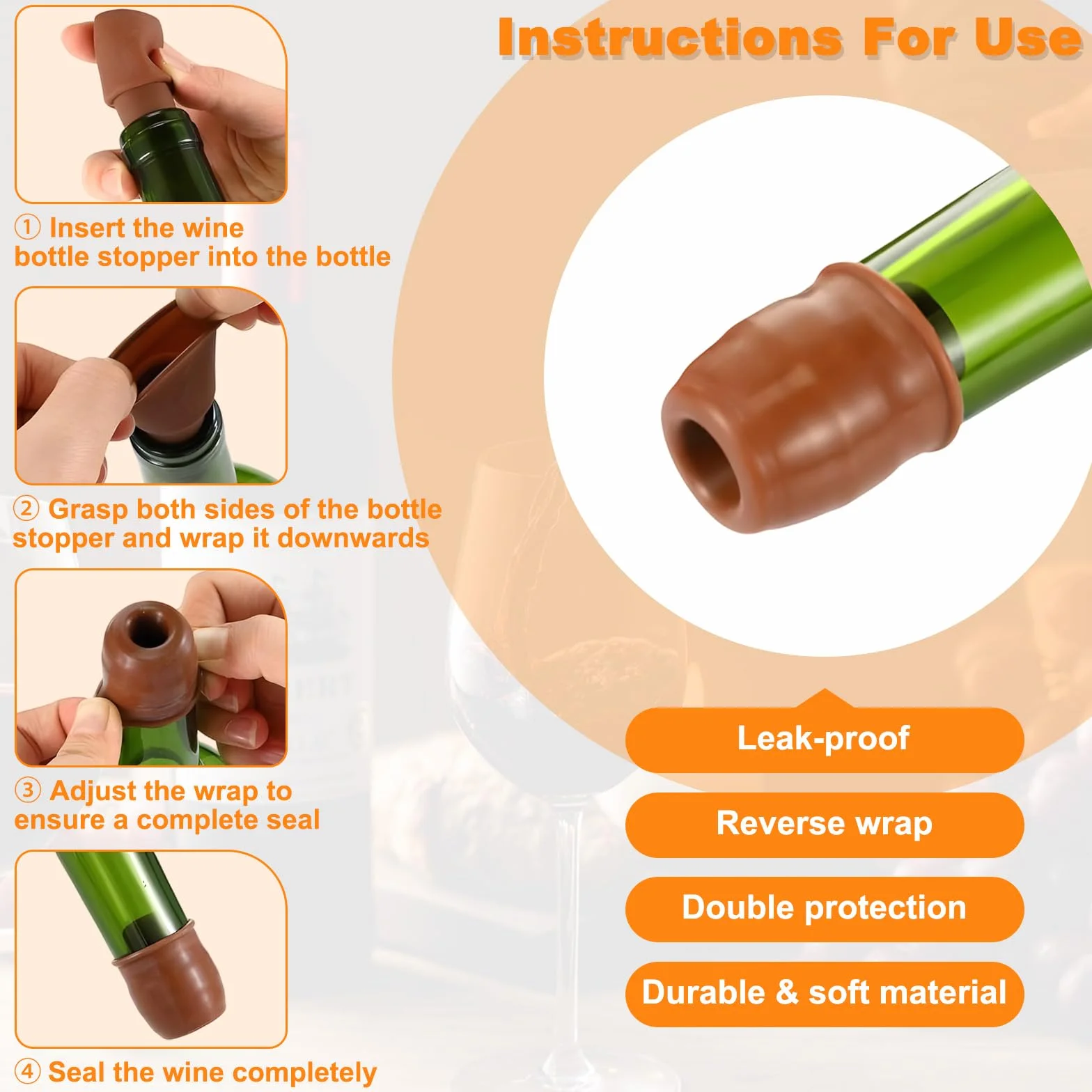 Sicure Tappi Colorati per Bottiglie, 8 Pcs Tappo per Vino in Silicone, Tappi per Bottiglia in Silicone Riutilizzabileper Diversi tipi di Bottiglie di Vetro per Conservare ​la Birra Champagne