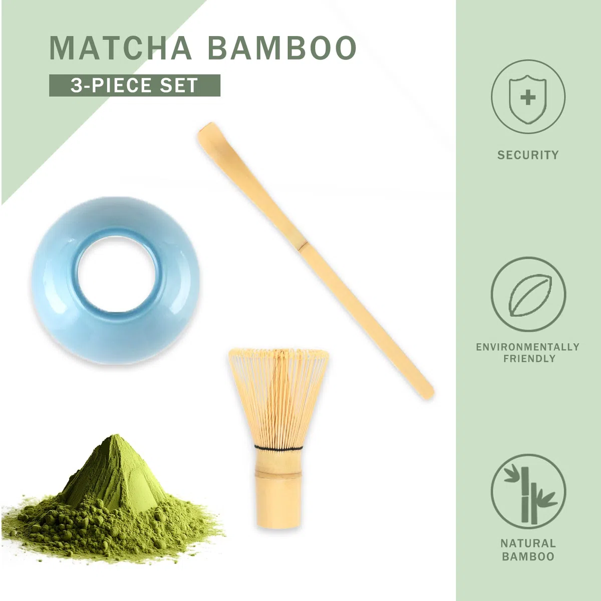 Wenrescry Set Accessori Cerimonia Tè Matcha - Fouet Bambù, Cucchiaio Tradizionale, Portafrusta - L'Insieme Perfetto per Preparare Tè Matcha