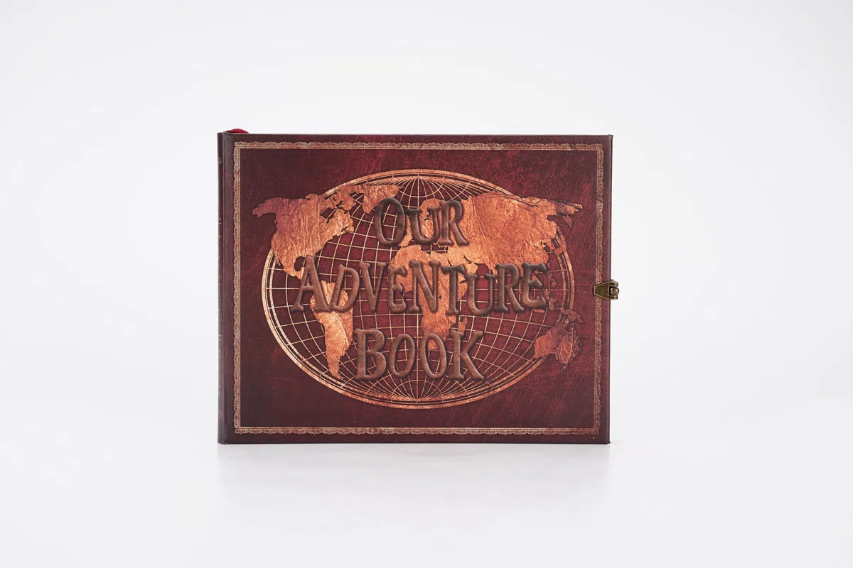 JIMBON Album fotografico da personalizzare – Il nostro libro di avventura fatto a mano, grande formato con 180 pagine, album per album di ritagli, per matrimoni in famiglia (25 x 20 cm), rosso