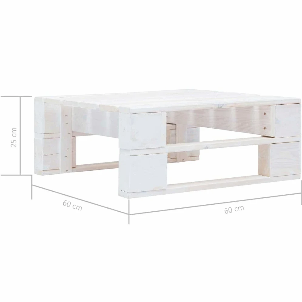 vidaXL Ottomana da Giardino con Pallet Robusto Stile Rustico Sedia Sgabello Esterni Patio Bianca 60x60x25 cm Legno di Pino Impregnato