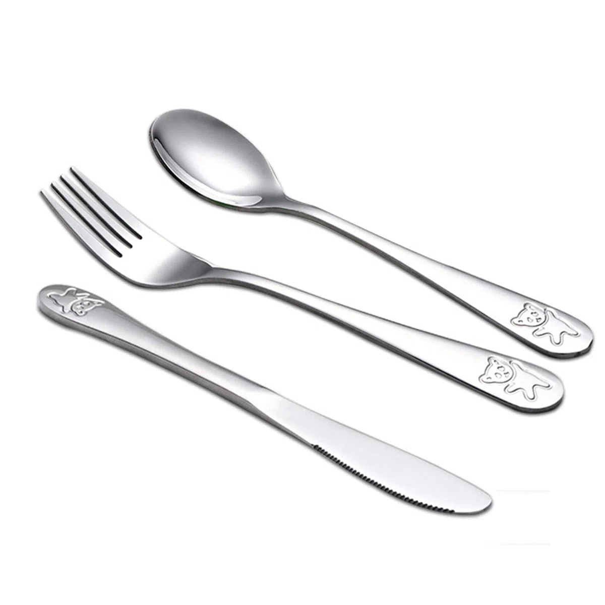 Posate Acciaio, Set Posate Coltello Forchetta Cucchiaio Portatile Posate per Casa Viaggio Camping Picnic 3 Pezzi, con Portaposate