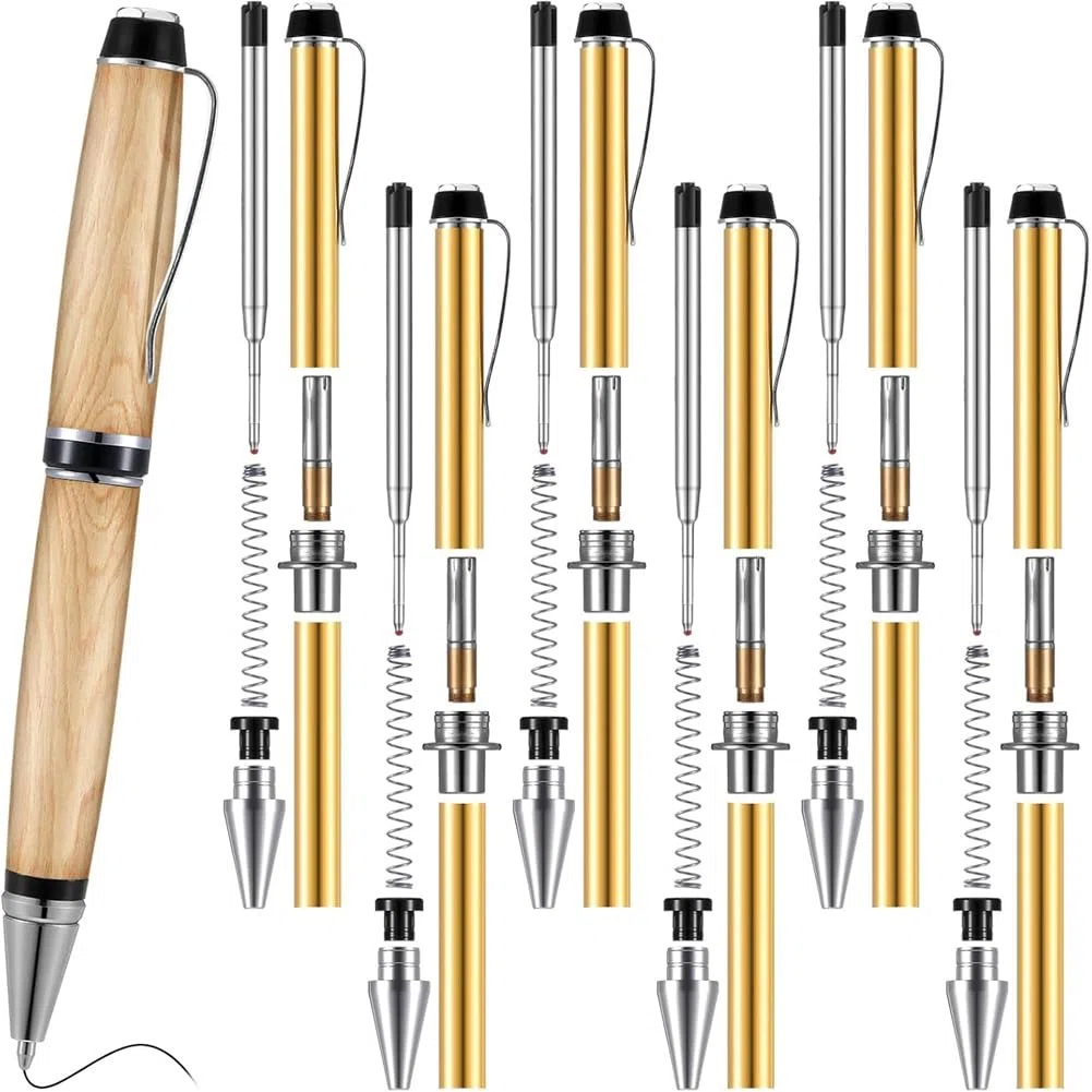Set di 6 Penne Tornite In Legno con Ricariche, Kit di Penne Rotanti per la Tornitura del Legno, Forniture All'Ingrosso per la Tornitura del Legno per la Realizzazione di Penne.