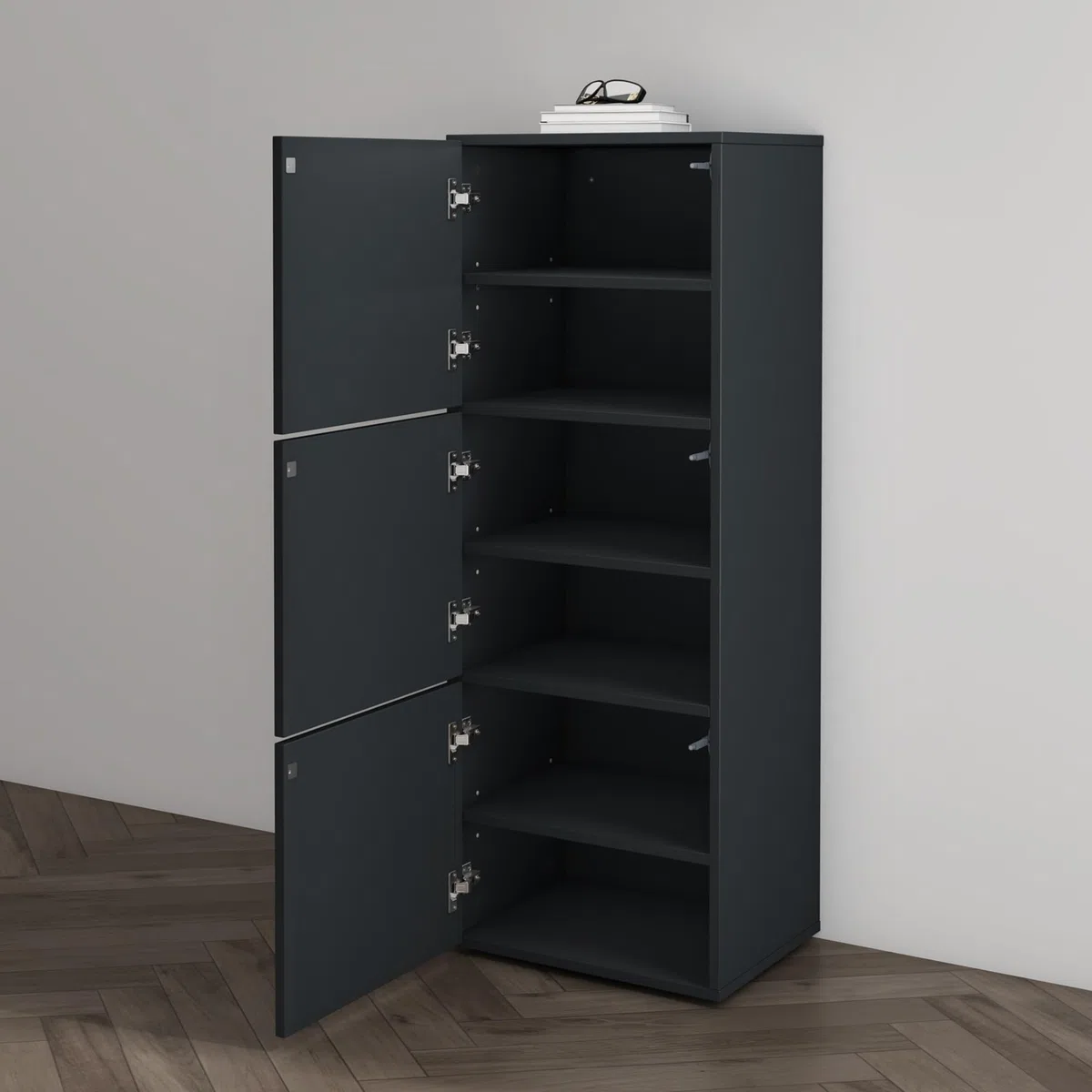 Mai & Mai Scarpiera Portascarpe 45x36x120cm, Porta Scarpe Armadio Scaffale Portascarpe 3 Ante + 6 Scomparti per Ingresso Soggiorno, Camera da Letto Schuhschrank02, Antracite opaco
