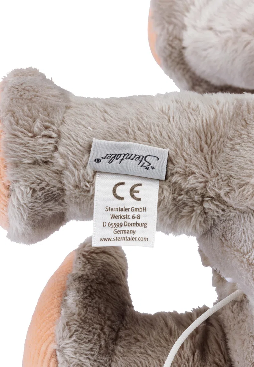 Sterntaler Carillon M Gatto Lilly – Carillon in peluche lavabile con carillon rimovibile Brahms ninna ninna nanna – aiuta ad addormentarsi, calmante a casa e in viaggio, grigio