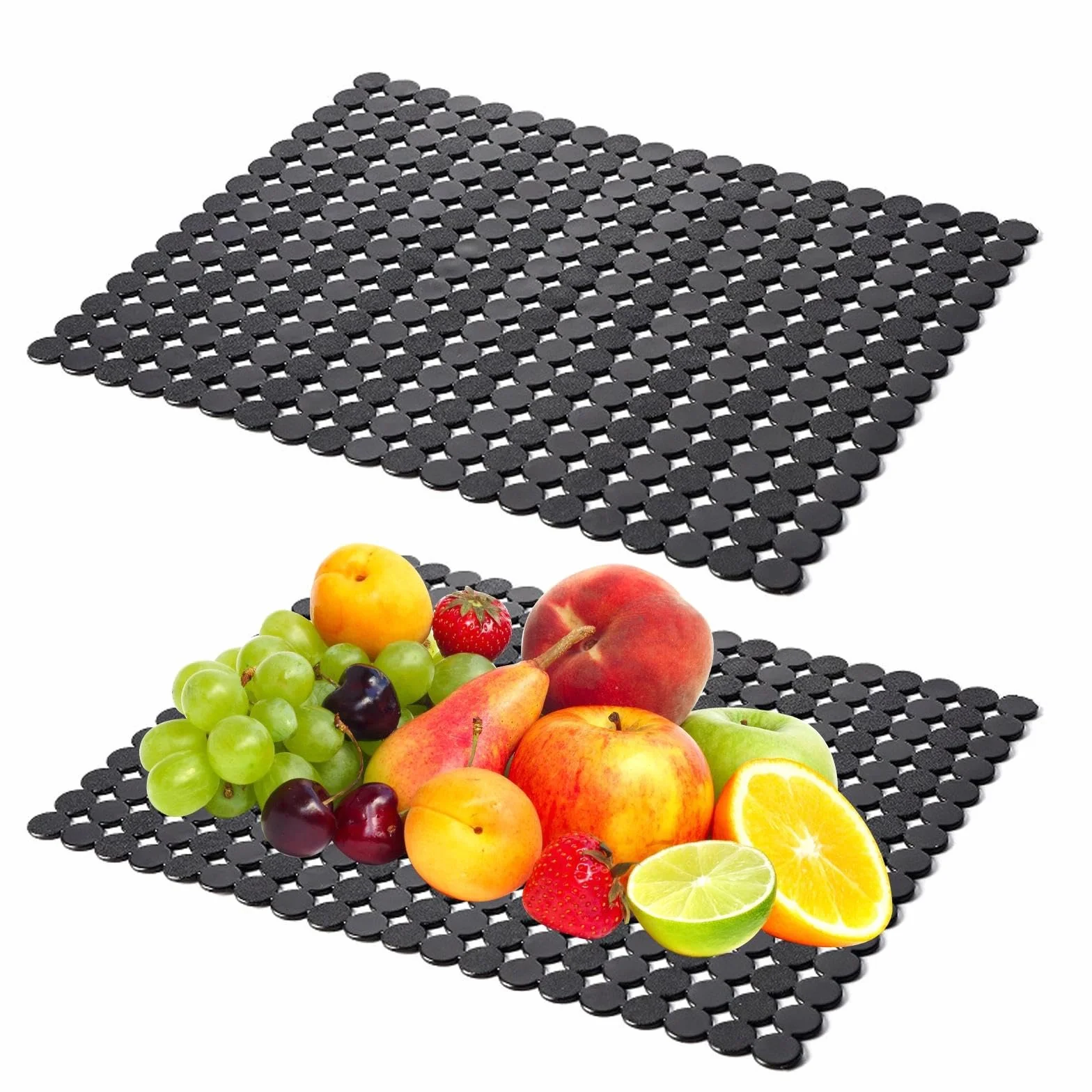 2 Pezzi Tappetino Lavello Cucina 30 x 40 cm Tappetino Scolapiatti Ritagliabile in PVC Anti-Scratch Drenaggio Rapido Tappetino Protettivo per Lavello (Nero)