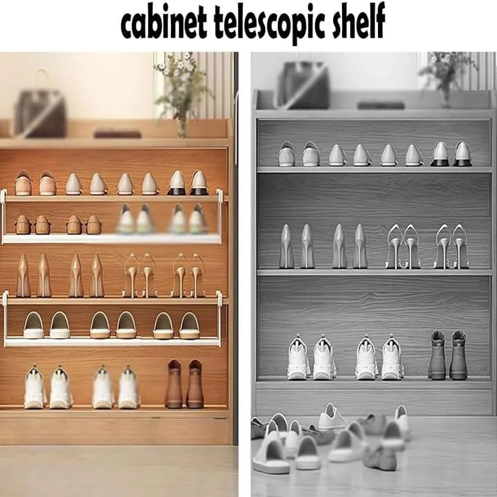 Slimdescent Cabinet Telescopic Shelf Shoes Rack, Retractable Expandable Shoe Rack Organizer for Closet, Upright Tall Skinny Slim Vertical Shoes Racks, Storage Narrow Standing Entryway(A#2PCS)