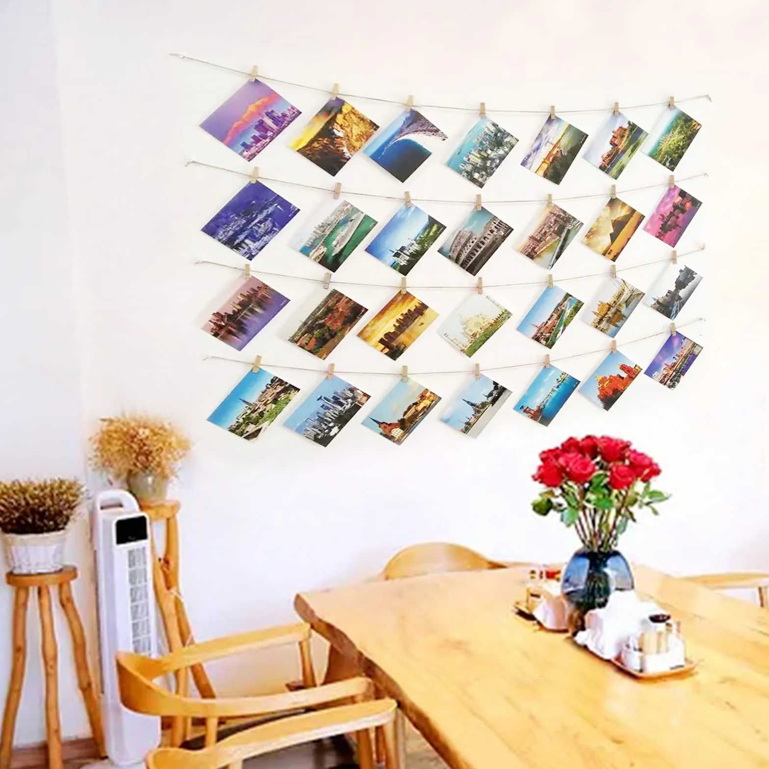 Espositore da appendere con 50 clip per foto, display murale per decorazioni immagini di Stra Stra, clip portafoto per appendere opere d'arte per bambini