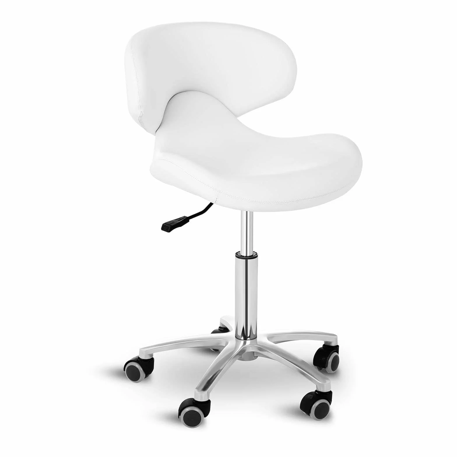 Physa Sgabello con Schienale Sedia per Salone Studi Medici TANDRIA WHITE (Bianco, 150 kg, Acciaio, Pelle sintetica, Gommapiuma, 45-59 cm, 47 x 44 cm)