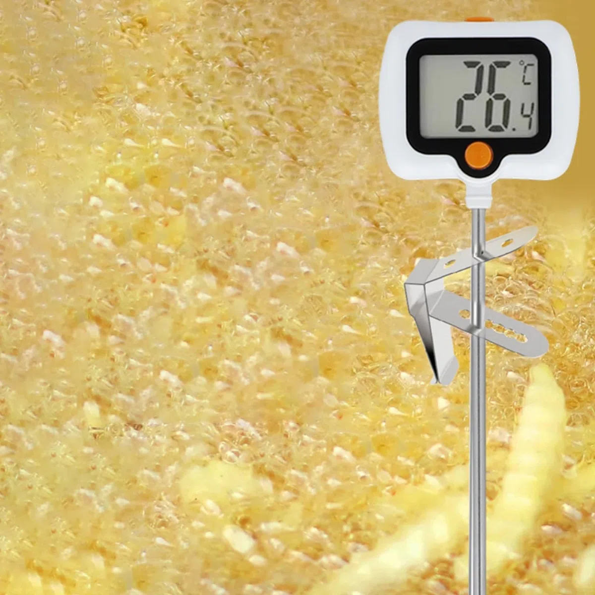 Termometro digitale, termometro per caramelle con clip per pentola, in acciaio inox, indicatore di temperatura per friggere l'olio in cucina