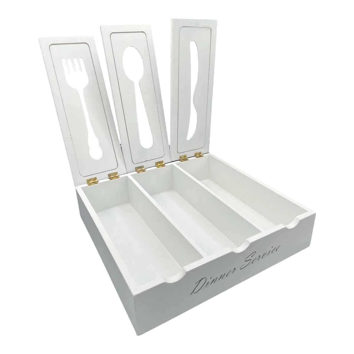 Gicos Porta Posate in Legno Colore Bianco 25X25X7 CM