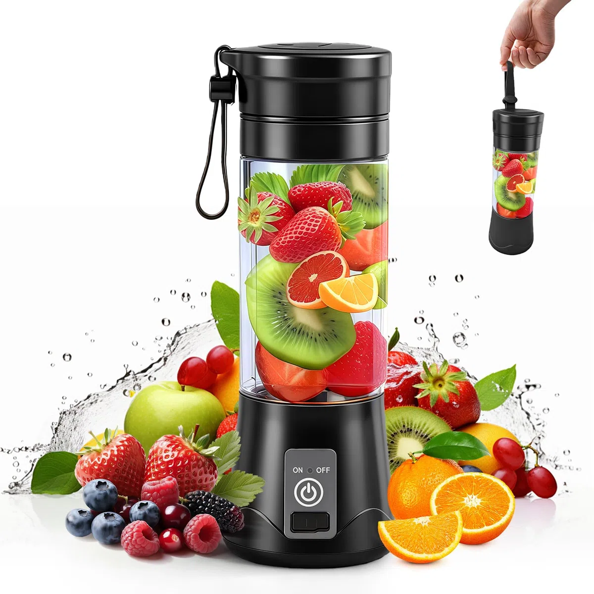 Leggero Frullatore Portatile, 380ml Mini Frullatore, USB Ricaricabile Juicer Cup, Frullatore Multifunzione per Smoothie, Frullati, Protein Shake e Succhi di Frutta