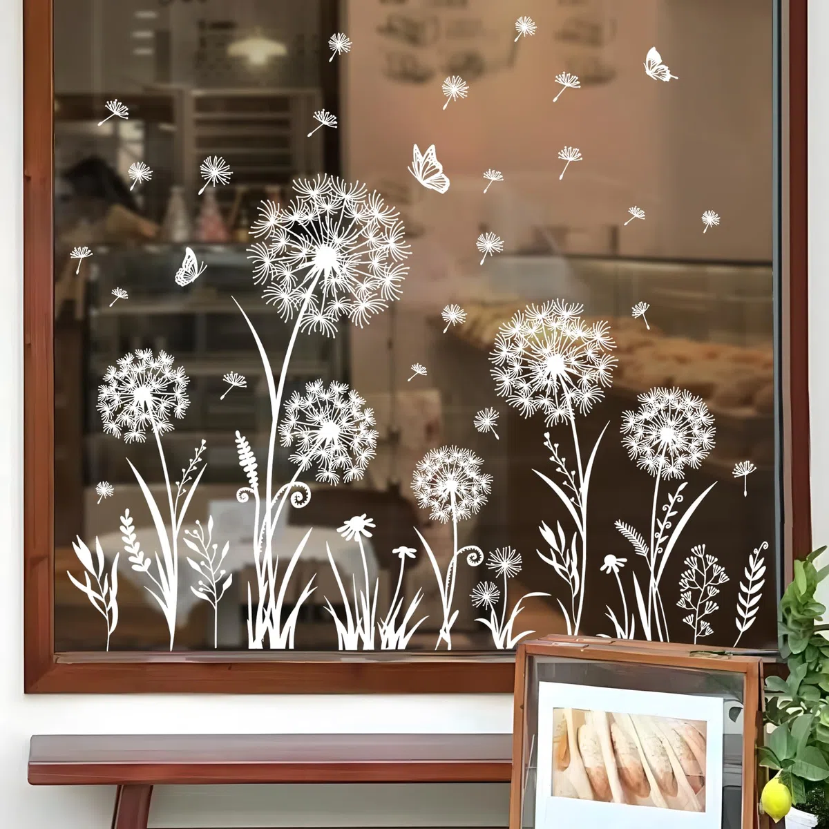 Supzone Bianco Adesivi Finestra Vetrofanie Dente di leone Farfalla Fiori Decorazioni Primavera e Estate, Decorazioni per Vetri Anti-Uccelli Adesivi Statici per Finestre