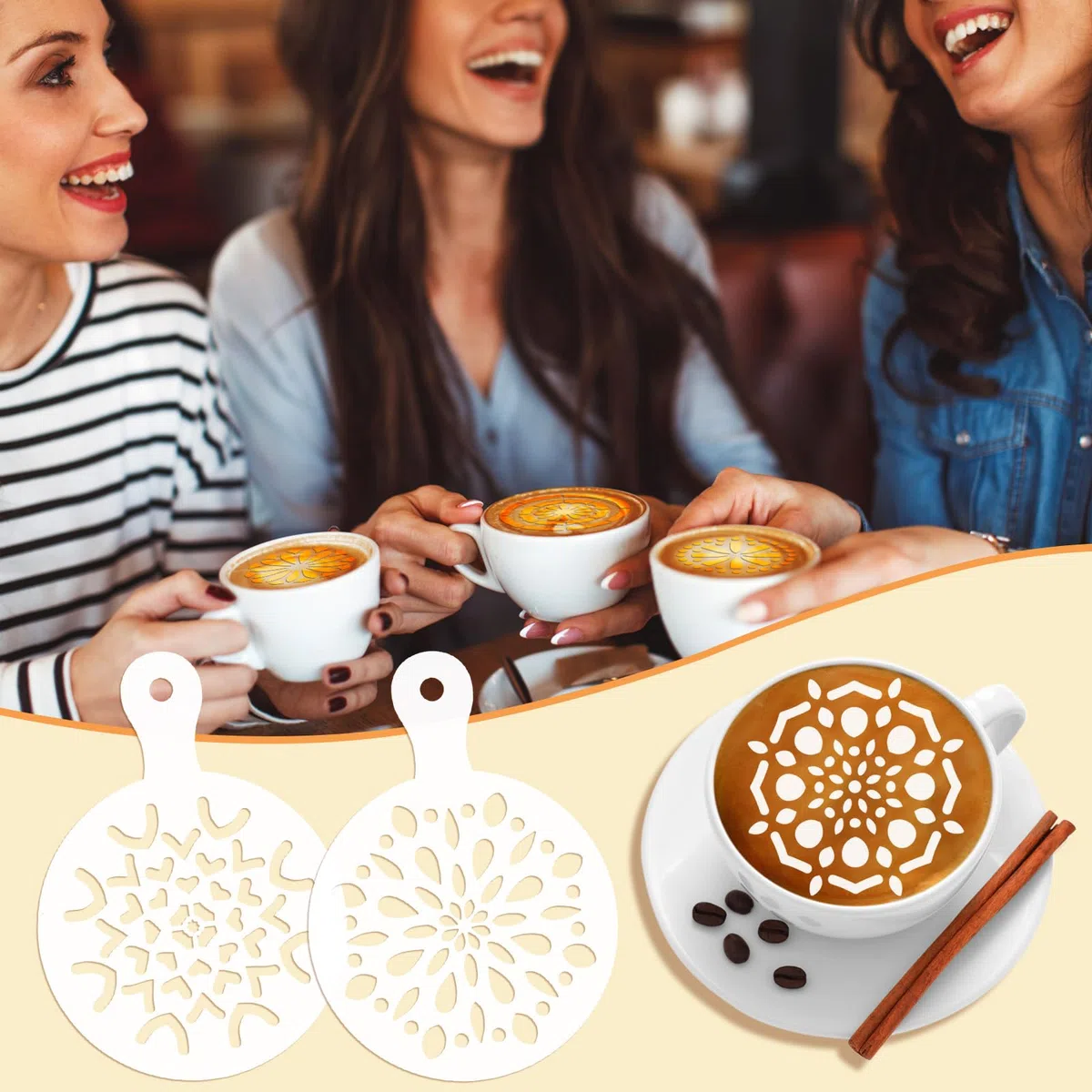 OOTSR 30 Modelli di Stencil per Caffè, Riutilizzabili Lavabili Torta Caramelle Modelli di Disegno, Dessert Decorazione Pittura Stampi in Plastica per Artigianato