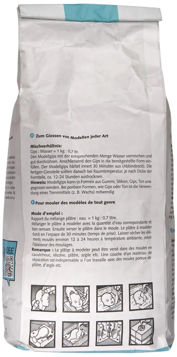 GLOREX 6 2608 430 - Gesso da colata Alabit Bianco Naturale, Gesso da Modellare di Alta qualità, 5000 g