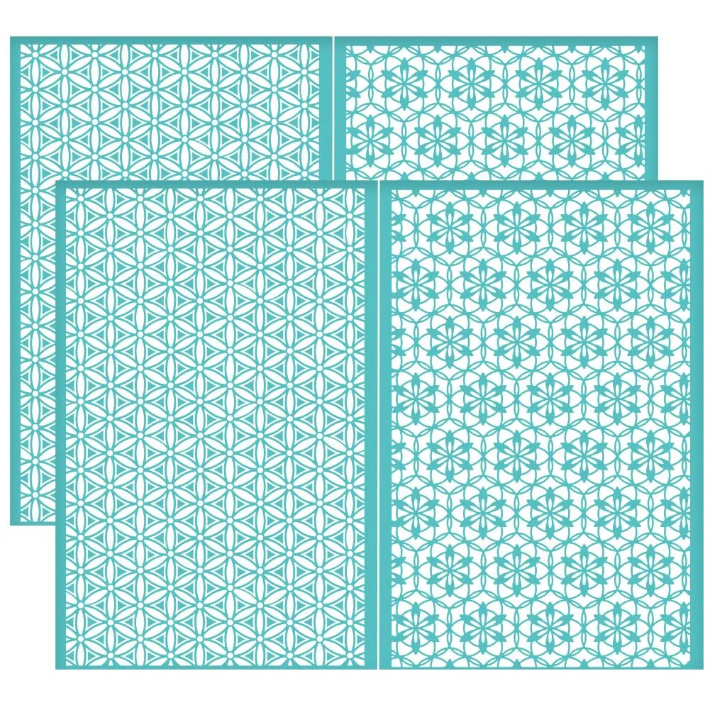 OLYCRAFT 2 pz 28x22cm Fiore Della Vita Autoadesivo Serigrafia Stencil Astratto Fiore Maglia Stencil Tema Fiore Riutilizzabile Maglia Stencil Trasferimento per Fai Da Te T-Shirt Tessuto Pittura