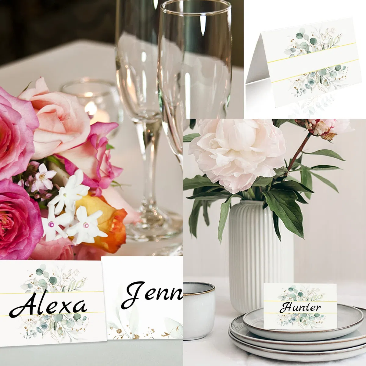 Segnaposto per matrimonio, compleanno, comunione, battesimo, 50 pezzi, stile 3