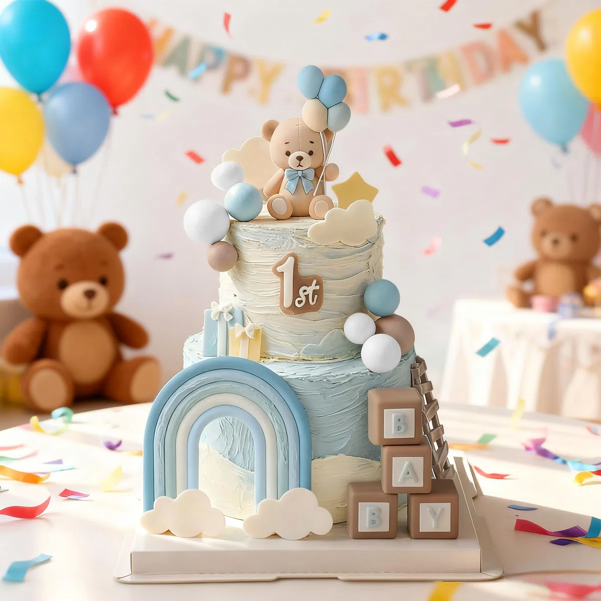 decorazione torta orso palline torta orso festa bebe compleanno blu