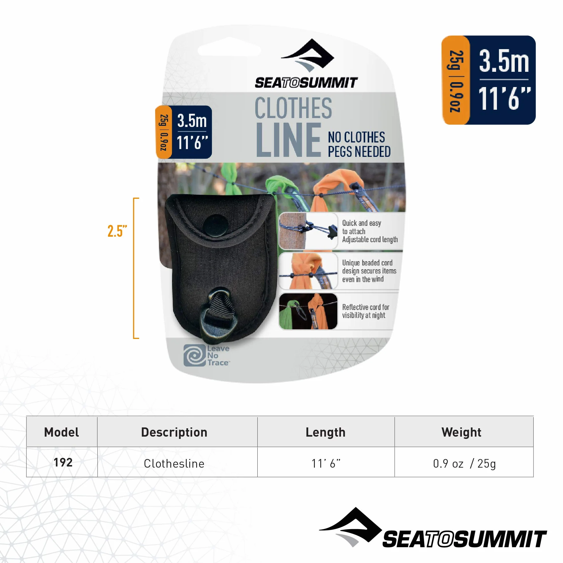 Sea to Summit The Clothes Line, Filo stendibiancheria, Nero