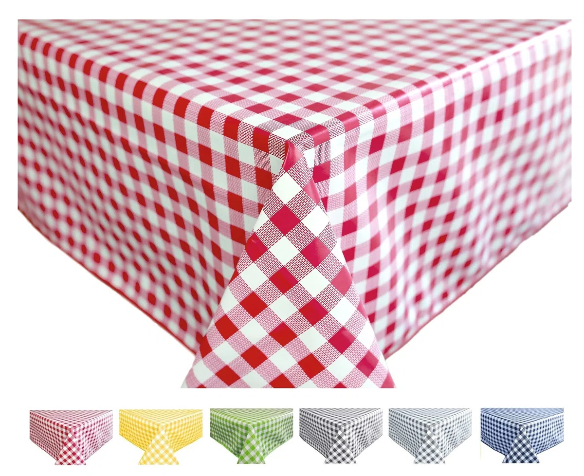 Home Direct Tovaglia in tela cerata plastificata rettangolare 140 x 180cm a Quadri Quadretti Rosso