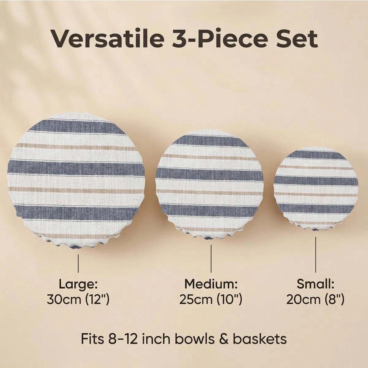 3 bellissime coperture per ciotole in lino e cotone, fodera in tessuto elastico per lievitazione del pane, adatte per ciotole da 20,3 cm a 30,5 cm, in tessuto resistente