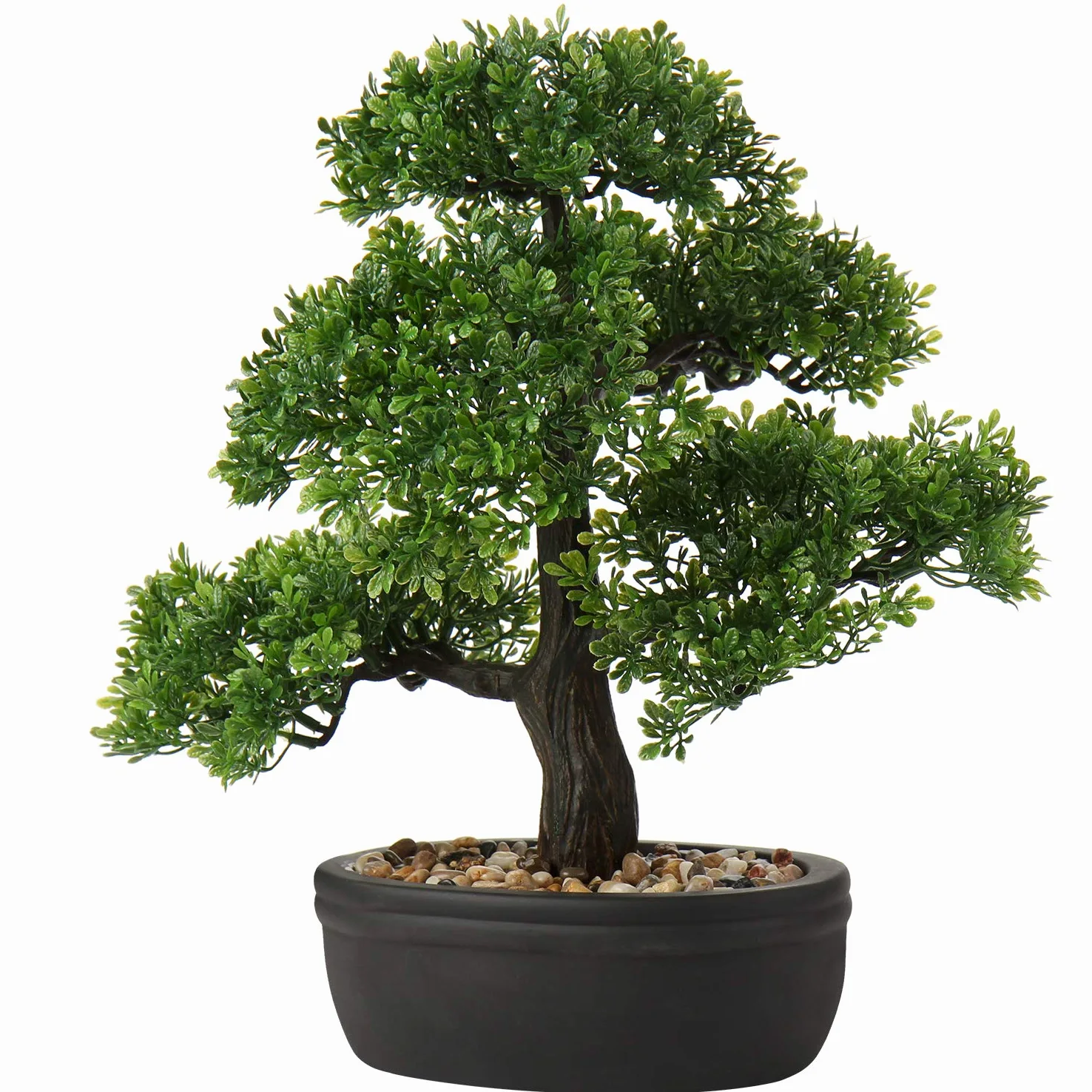 Briful Bonsai artificiale da 35,8 cm, pianta finta, bonsai giapponese in vaso, albero di cedro bonsai, per interni ed esterni, decorazione per hotel, casa, ufficio