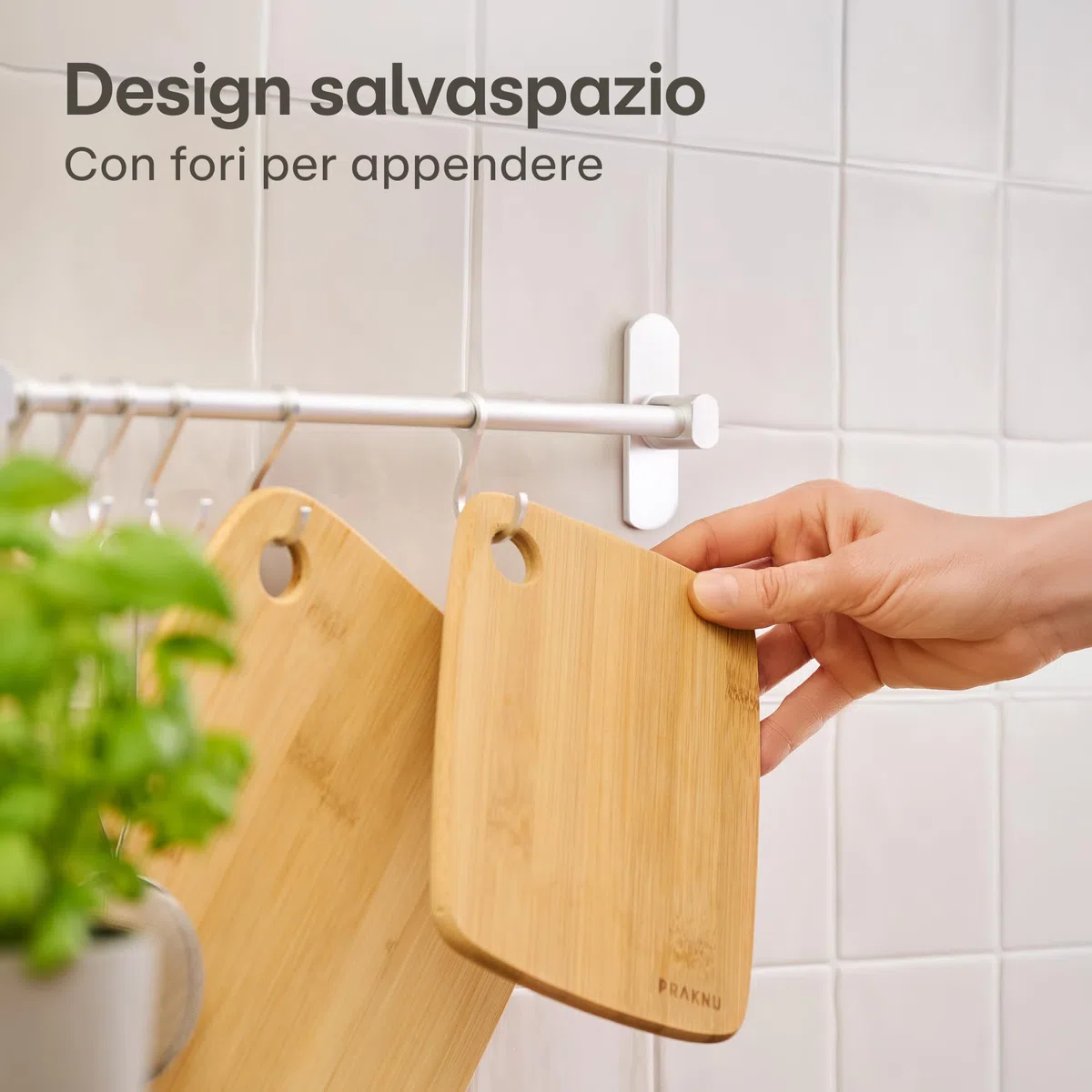 Praknu Set di 3 taglieri in legno – versatile e robusto – tagliere sostenibile FSC bambù per verdure, carne e pane – diverse dimensioni