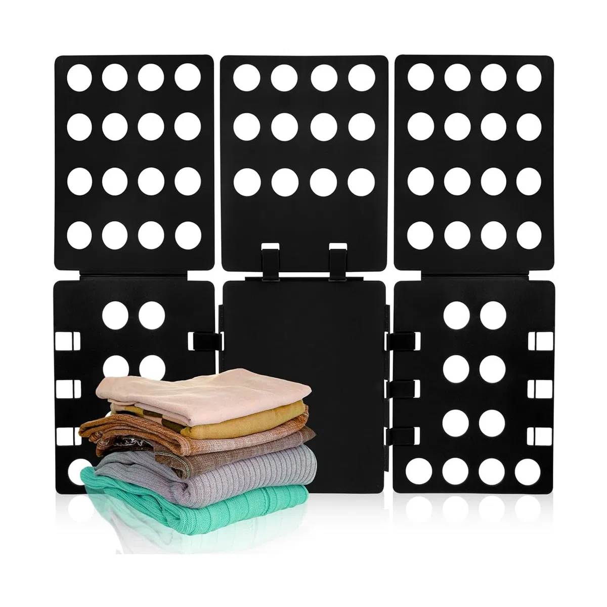 Tavola Pieghevole per Vestiti,Piega Vestiti Indumenti,Organizer per Magliette,Multifunzionale Piega Abiti,Cartelle per Abbigliamento Tavole per Bambini e Adulti,Casa e Viaggi (Nero)