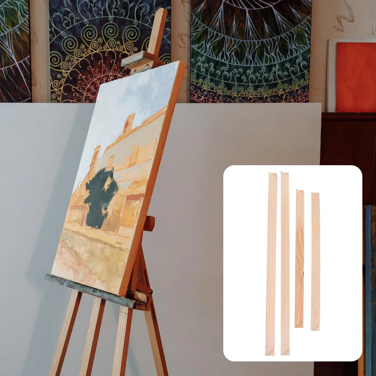 Set Cornice in Legno Massello 40x50 Cm per Pittura a Olio, Telaio Fai da Te Barre per Tensione Tela, Supporto Pratico per Artisti e Appassionati di Pittura Creativa