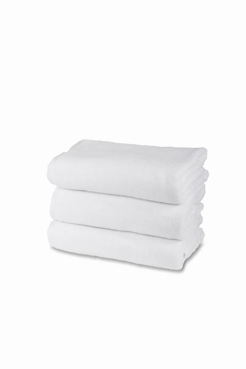 Set Asciugamani Bagno In Spugna 100% Cotone, 3 Asciugamani Viso, Confezione da 3 Pezzi, cm.60x100, 450 gr/mq Doppio Ritorto, Ideali per B&B e Hotel, Resistente ai Lavaggi, Bianco, Linea Comfort