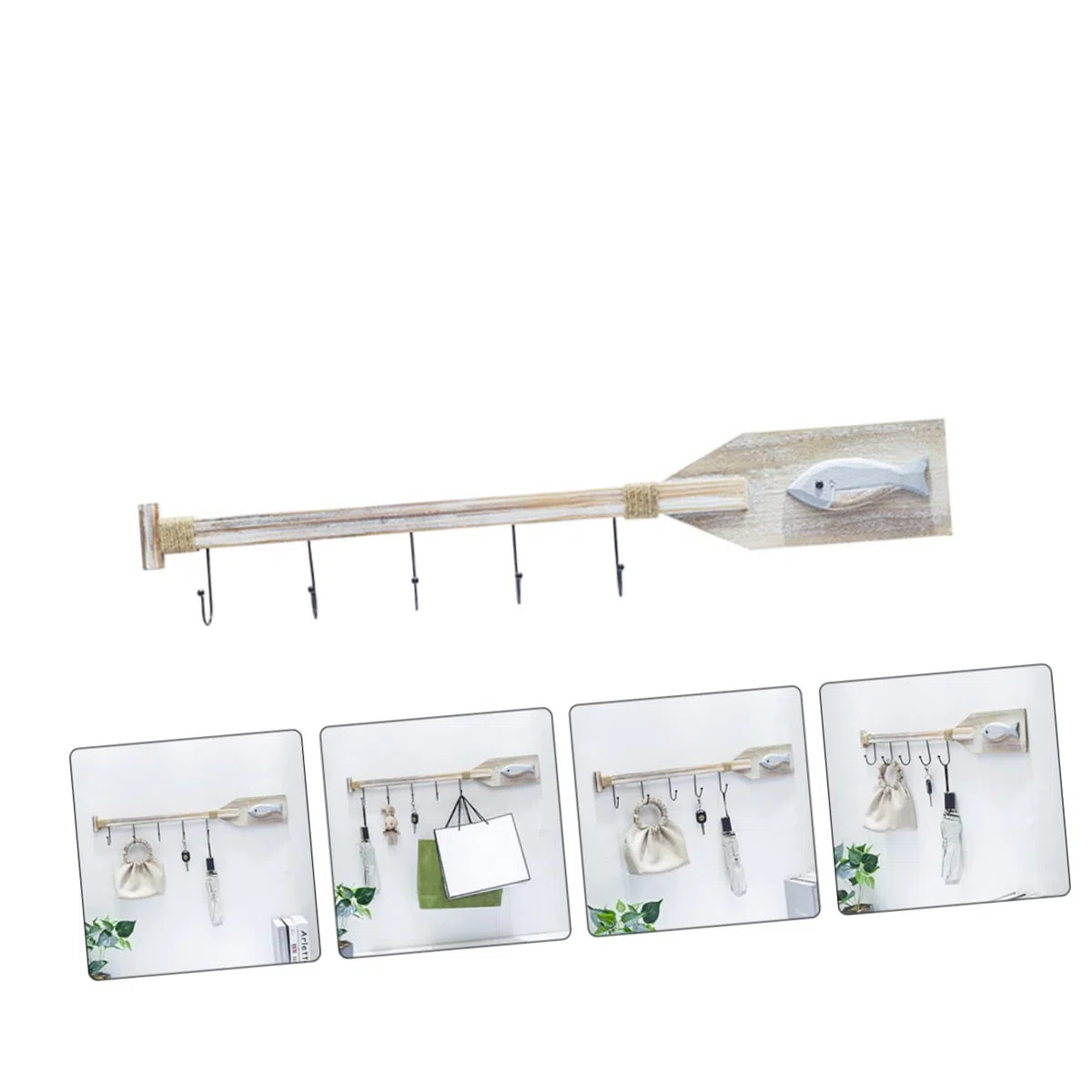DOITOOL Gancio a Muro in Legno Stile Appendiabiti Per Parete Ganci Attaccapanni Da Muro Multiuso Per Bagno Cucina Soggiorno 31.3X4.5X1.4 Pollici