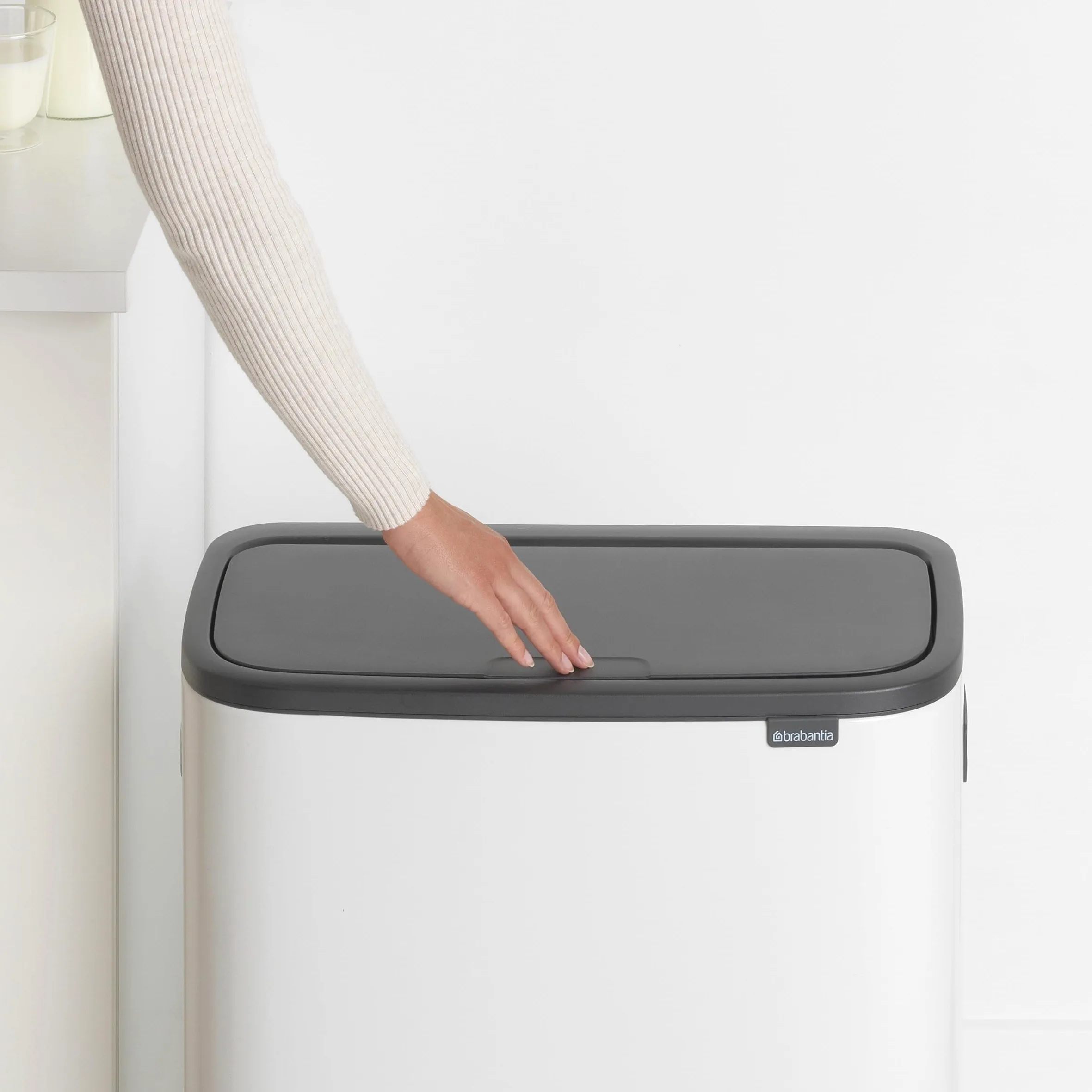 Brabantia Bo Touch Bin Pattumiera, Metallo, Bianco, 2 x 30 Litri