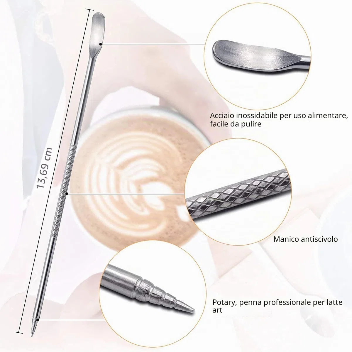 Bricco Latte 350ml in Acciaio Inox con Segno di Misurazione - Brocca in Schiuma per Latte Art, Montalatte Espresso e Cappuccino | Accessori per Amanti del Caffè