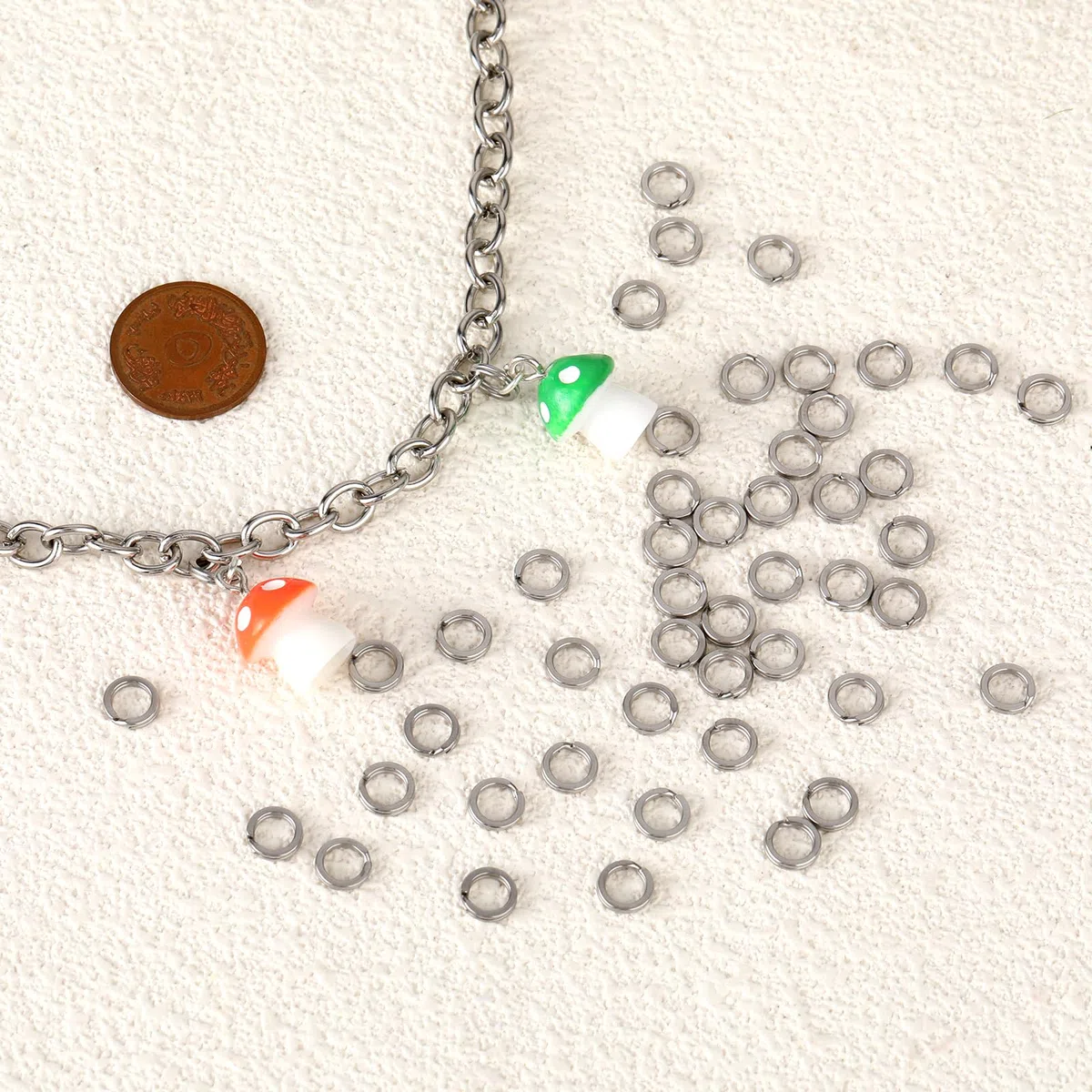50 anelli portachiavi da 6 mm, in acciaio inox, piccoli accessori per portachiavi fai da te, anelli per la creazione di gioielli, mini portachiavi per la creazione di gioielli, fai da te, chiavi