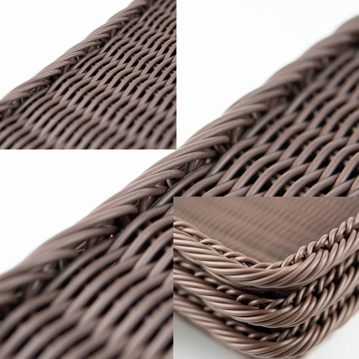 SOLAPOLLO - 2 cestini per il pane rettangolari in vimini, grandi, rettangolari, per cucina, espositori per alimenti da tavolo (grande, 60 x 40 x 8 cm, marrone)