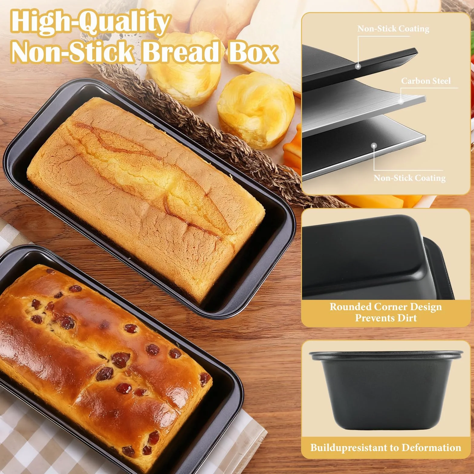 2 Pezzi Piccola Stampo Plumcake 20x10x6cm - Stampo per Pane in Cassetta Rettangolare Antiaderente, Ideale per Pane, Torte, Toast e Dolci, Compatibile con Forno e Friggitrice ad Aria Ninja