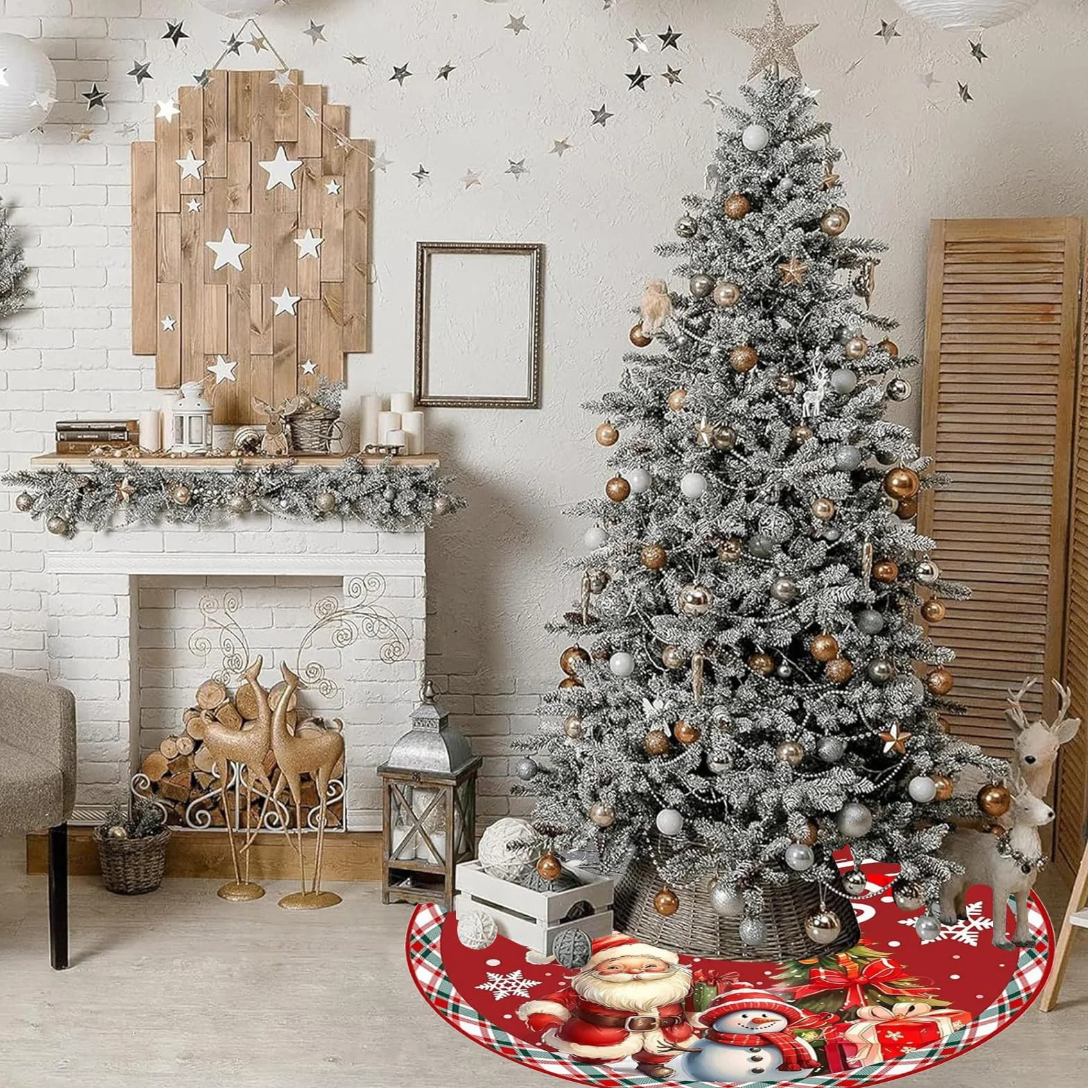 90cm Grande Gonna Albero di Natale, Tappetino per albero di Natale Pupazzo di Neve, Copertura per Albero diNatale, Rotonda Tappetino per Copertura Base Babbo Nataleper Decorazioni Natalizie
