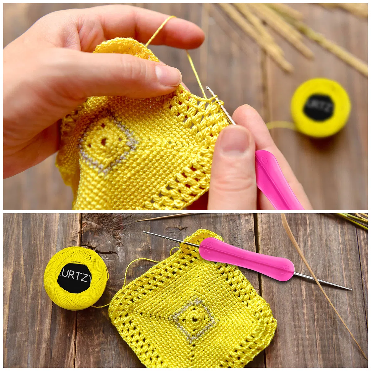 Kurtzy Gomitoli Cotone per Uncinetto Set (42 Filati) - 2 Uncinetti Inclusi (1 mm e 2 mm) - Peso per Uncinetto (5 g) - Lunghezza Totale Filo per Uncinetto 1512 m