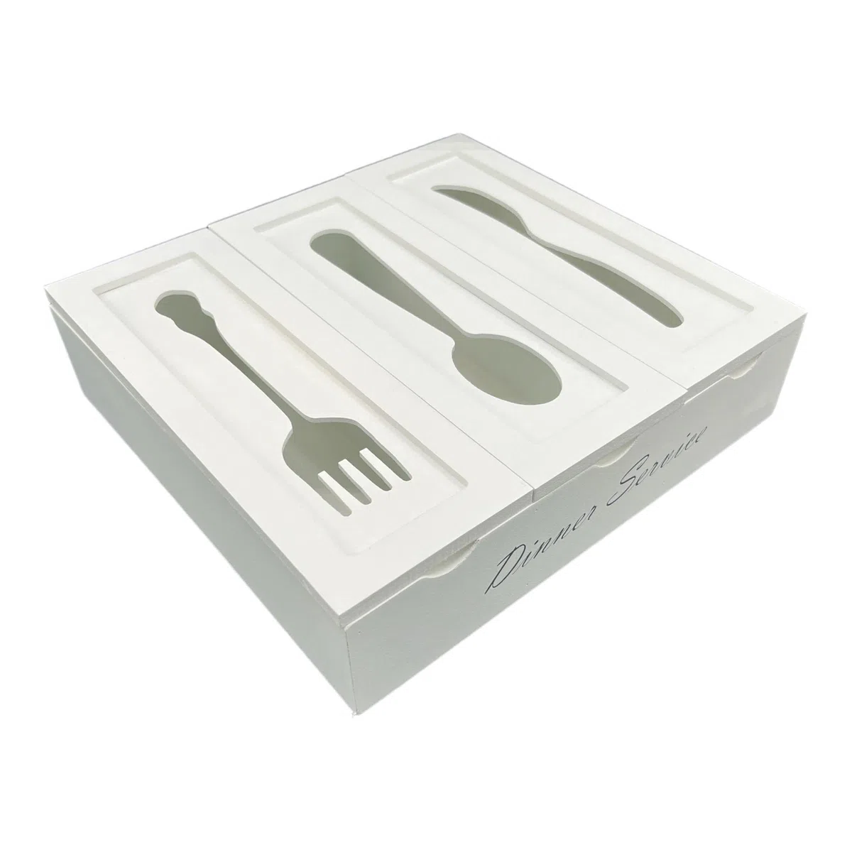 Gicos Porta Posate in Legno Colore Bianco 25X25X7 CM