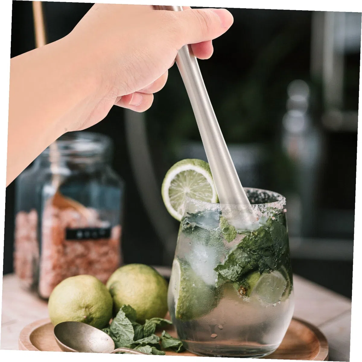 Hemobllo Pestello per Cocktail in Acciaio Inossidabile Design Ergonomico e Resistente, Bastoncino per Triturare Ghiaccio e Schiacciare Limoni per Casa e Bar