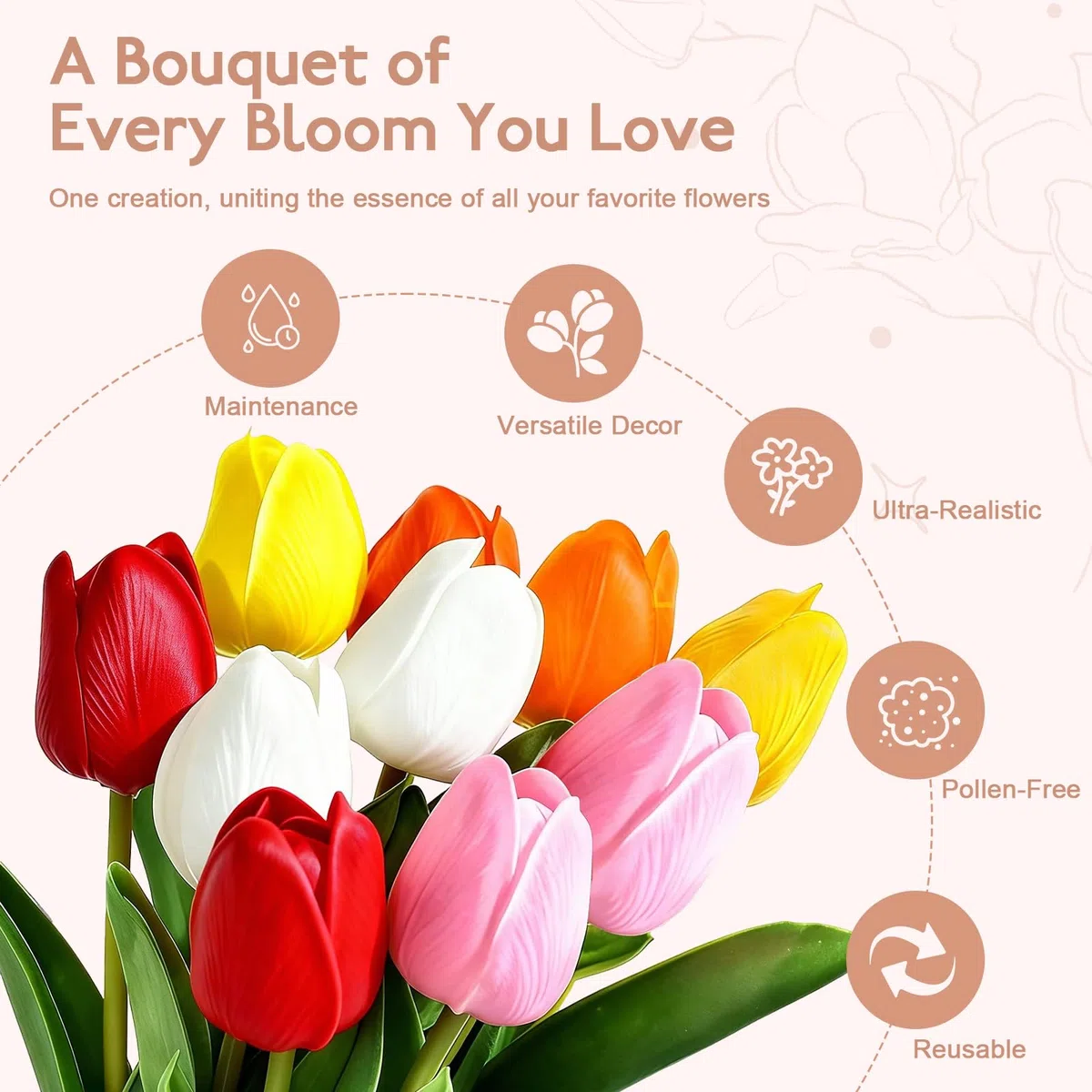 10 Tulipani Artificiali Arancioni - Mazzo di Calore, Energia e Gioia, Decorazione Floreale per Tavolo, Ufficio, Matrimonio, Festa & Finestre dell'Hotel