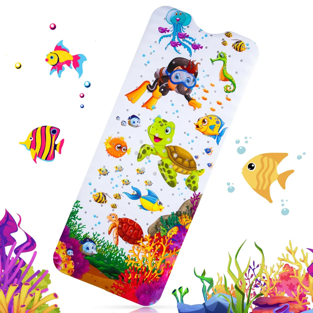 Tappetino Doccia Antiscivolo, 100 x 40cm Tappeto Antiscivolo Bambini per Vasca da Bagno, Doccia, Resistente Alla Muffa e Lavabile in Lavatrice-Senza BPA (C)