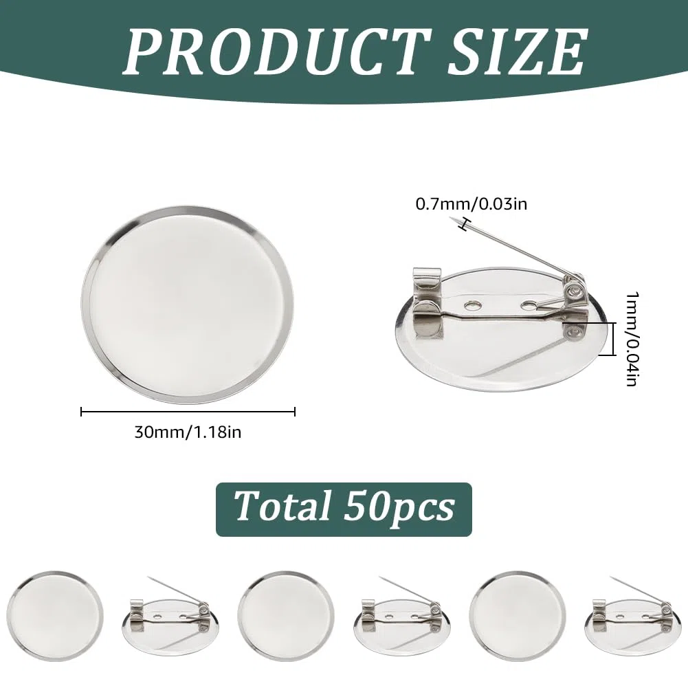 SUNNYCLUE Spilla Cabochon 30mm Vassoio Argento Metallurgico Disco Base Pad con Bloccaggio Vassoio per Impostazione
