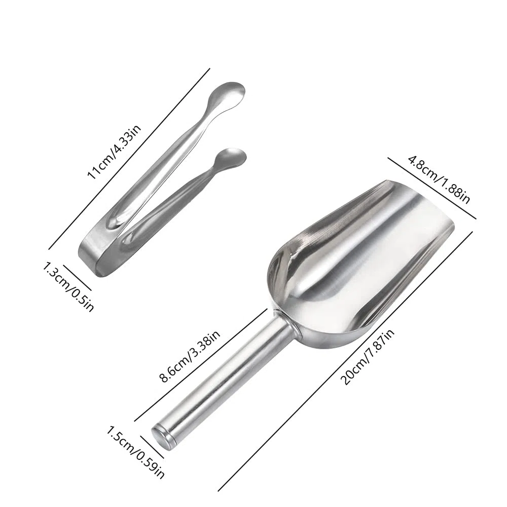 6 pezzi Pinza per Zucchero Piccola e 2 pezzi Paletta per Ghiaccio in Acciaio Inossidabile Pinza per Cubetti di Ghiaccio Pala Ghiaccio Cocktail per Cucina Bar Feste Caramella Alimentare