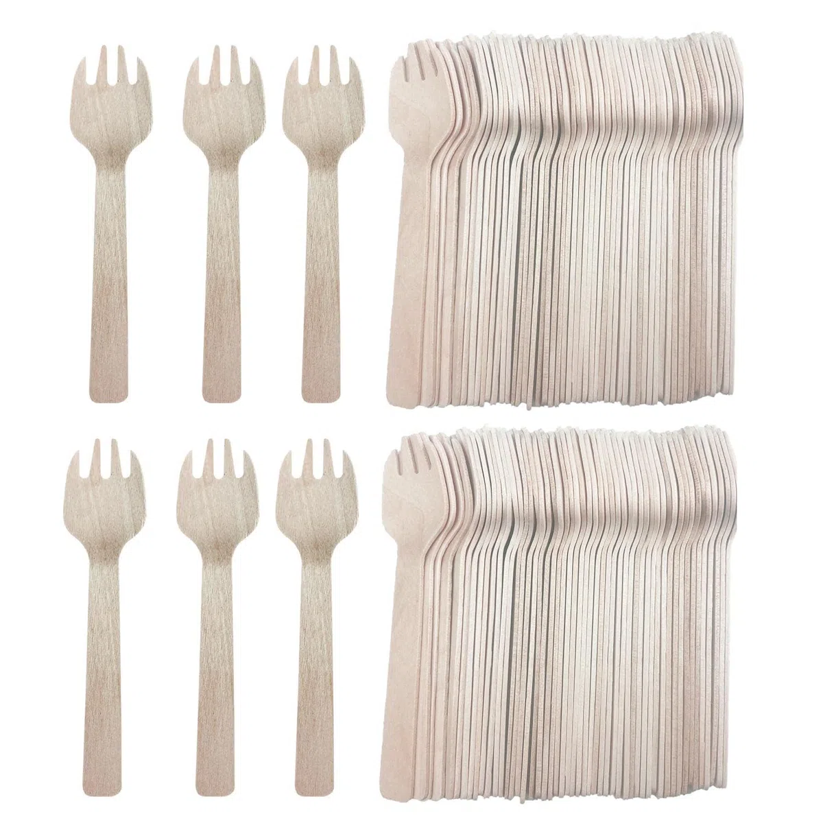 Forchette Usa e Getta, 200 Pezzo Forchette Monouso, 10 cm Bambù Forchette Legno, Biodegradabile Adatto per Picnic Campeggio Feste di Torte