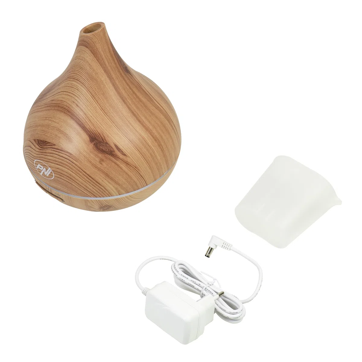 Diffusore per aromaterapia PNI HU400 per oli essenziali, con ultrasuoni, 400 ml, timer, 7 colori LED, chiusura automatica, illuminazione in legno