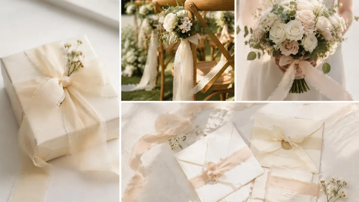 CHUQING 3 rotoli di nastro in chiffon rosa antico, nastro decorativo in chiffon per bouquet, confezione regalo, invito di nozze