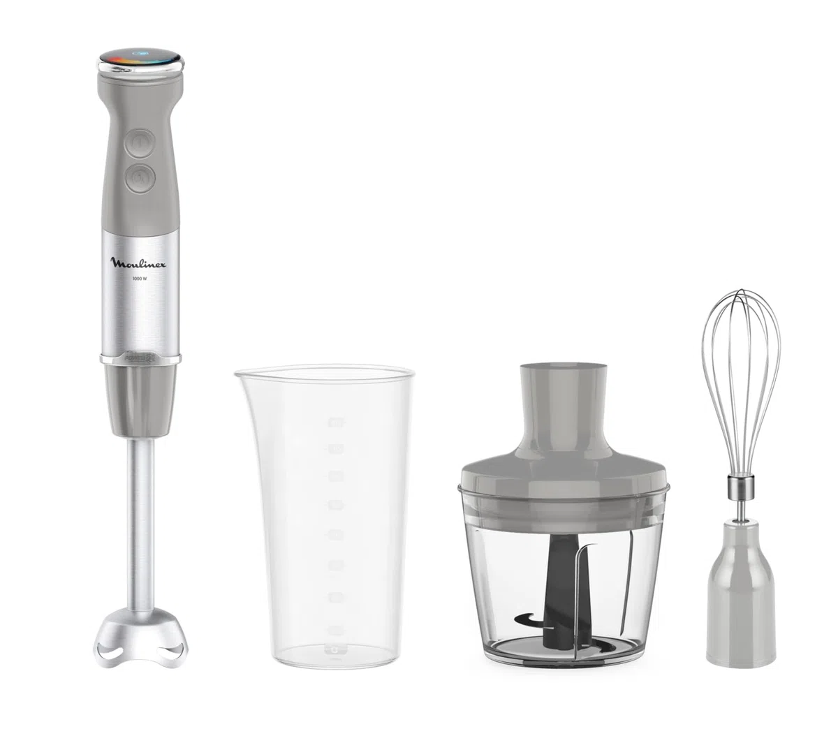 Moulinex Quickchef+, Frullatore a Immersione, Tecnologia con Lame Powelix, 1000 W, Modalità Silenziosa, 20 Velocità, Modalità Turbo, DD673B